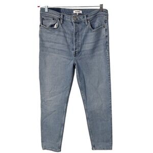 RE/DONE 90s High Rise Ankle Crop Jeans Light Wash Blue Size 31 Stretch Denim